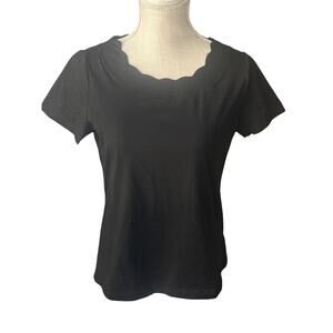 White Birch Short Sleeve Scallop Neck Top Size Medium